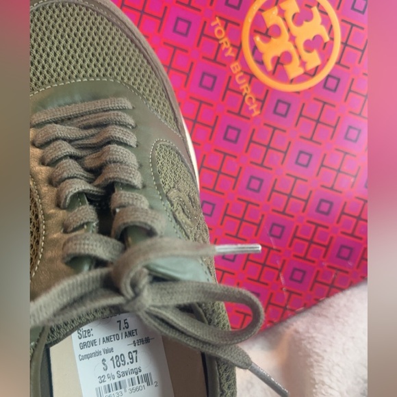 NIB Tory Burch Kick Trainer - Chevrons Mesh - Grove/Aneto SIZE 7 1/2 - Picture 4 of 6